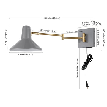 Hygge 16" Swing Arm Modern Midcentury Iron USB Charging Port LED Sconce - JONATHAN Y